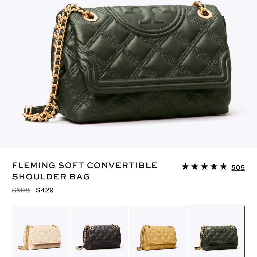 Tory Burch Green Quilted Shoulder Bag
